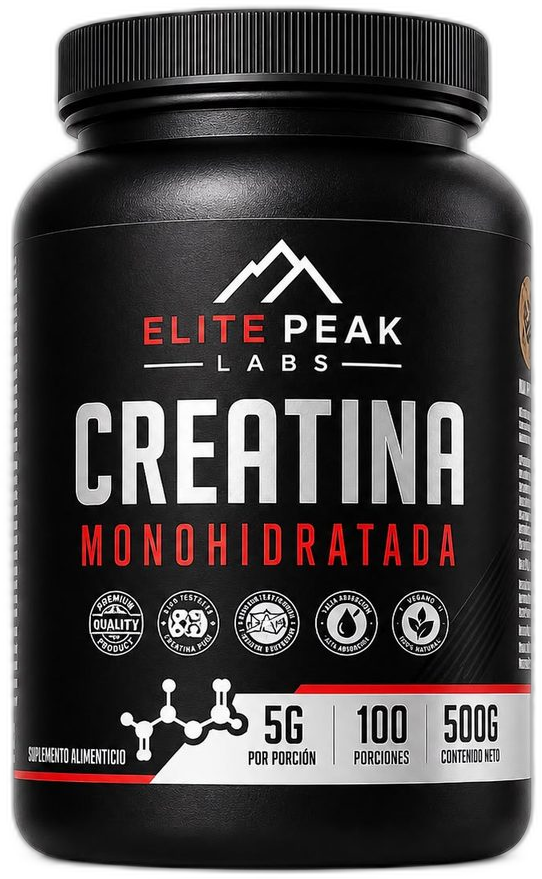 Creatina Monohidratada Elite Peak Labs, bote de 500 g