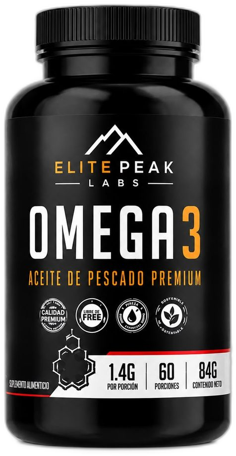 Omega 3 Aceite de Pescado Premium Elite Peak Labs, 60 cápsulas